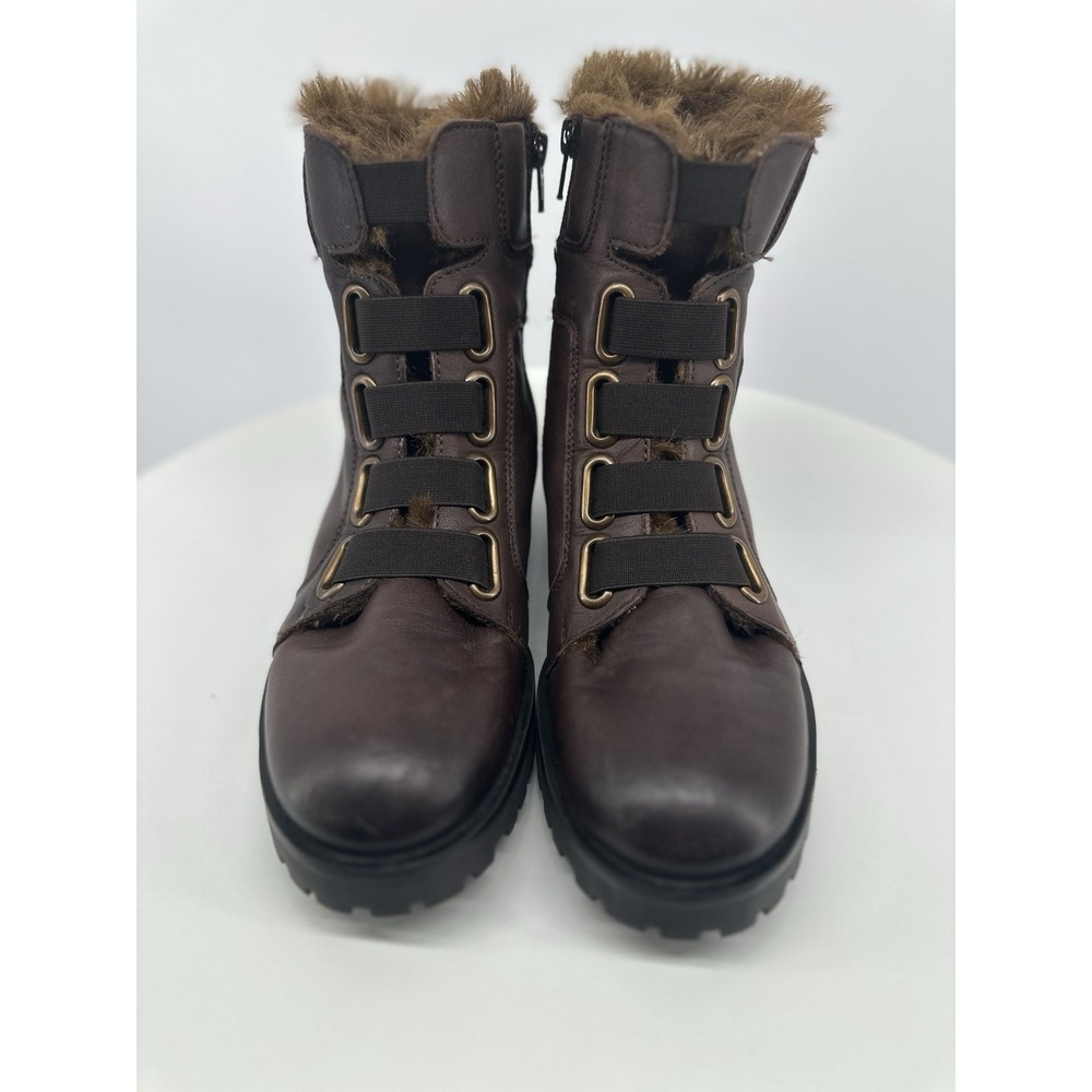 New BEARPAW Vivian BOOTS Women's 8 Dark Brown SHEEP LEATHER Hiking Warm Faux Fur